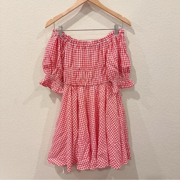 J.ING Red Plaid Off Shoulder Mini Dress Size XS NWT - Picture 14 of 14